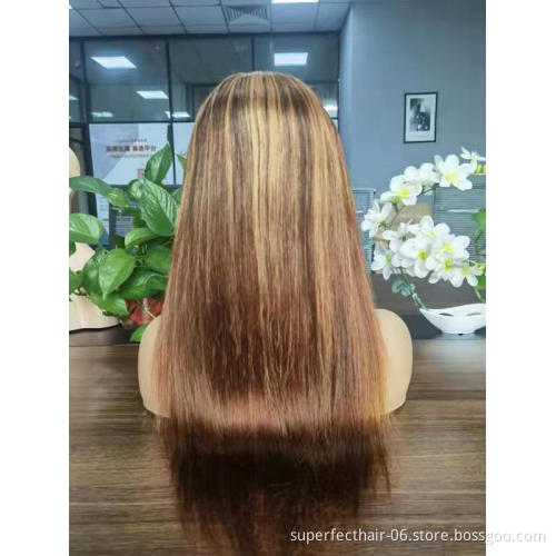 12A Glueless Highlight Colored Human Hair Wigs For Black Women 4/27 Color Brazilian Virgin Hair Lace Front Wigs